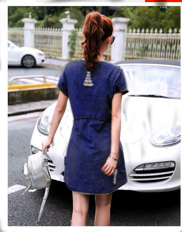 ĐẦM JEAN SUÔNG CỔ TRỤ PHỐI TÚI